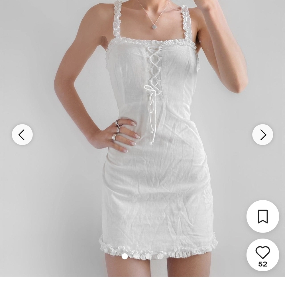 Urban Outfitters White Lace-Up Ruffle Strap Mini Dress